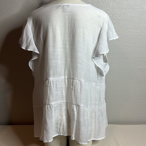 Cato White and Blue Embroidered Blouse - XL - Picture 6 of 8